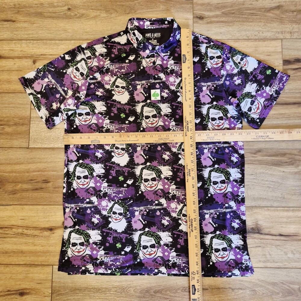 Pins and Aces Polo Shirt Men's XL Joker AOP Performance Stretch Loud Golf Tennis - Picture 2 of 4